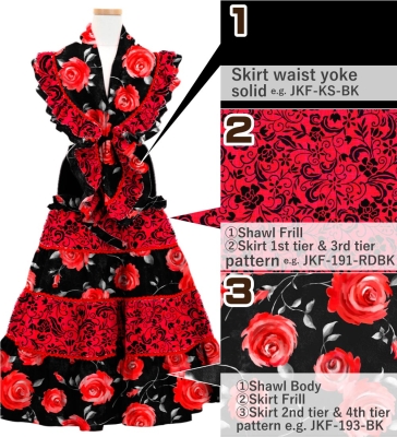 Kids Custom Flamenco Tiered Skirt & Double Frilled Shawl Set / JCp154-mix