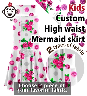 Kids Custom Flamenco High Waist Mermaid skirt with Velvet / JCp155-mix