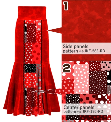 Kids Custom Flamenco High Waist Mermaid skirt with Velvet / JCp155-mix