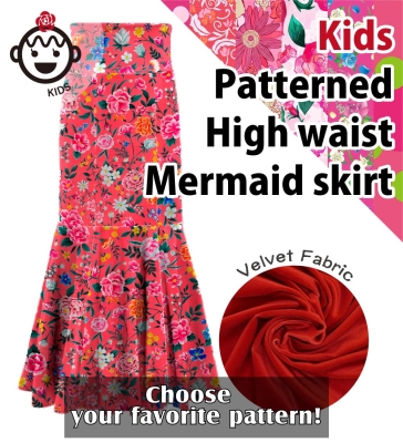 Kids Custom Flamenco High Waist Mermaid skirt with Velvet / JCp155-pattern