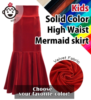Kids Custom Flamenco High Waist Mermaid skirt with Velvet / JCp155-solid