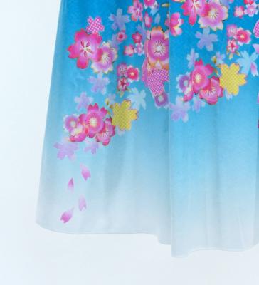 Japan Fabric Long Dress with Cherry Blossom Print / Velvet / Blue / JW002bl
