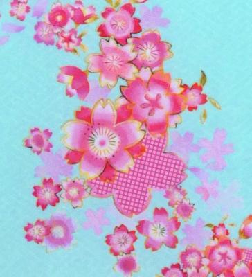 Japan Fabric Long Dress with Cherry Blossom Print / Velvet / Light Blue / JW002lbl