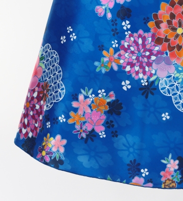 Japan Fabric One Shoulder Frill Sleeve Long Dress / Blue / JW004bl