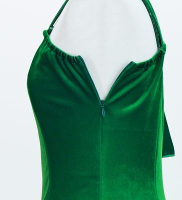 Japan Fabric One Shoulder Frill Sleeve Long Dress / Green / JW004gr