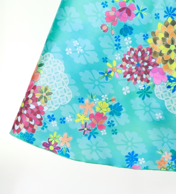 Japan Fabric One Shoulder Frill Sleeve Long Dress / Light Blue / JW004lbl