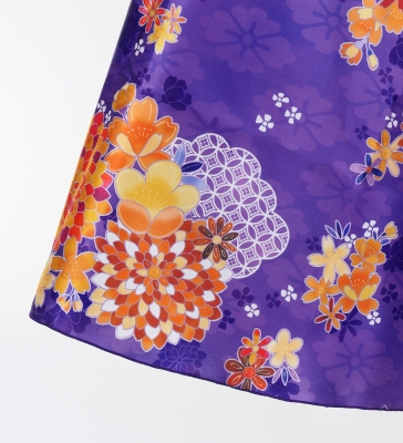 Japan Fabric One Shoulder Frill Sleeve Long Dress / Purple / JW004pu