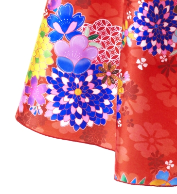 Japan Fabric One Shoulder Frill Sleeve Long Dress / Red / JW004rd