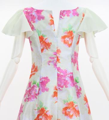 Japan Fabric Long Dress with Peony Print / Beige / JW008be