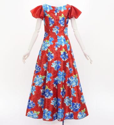 Japan Fabric Long Dress with Peony Print / Red / JW008rd