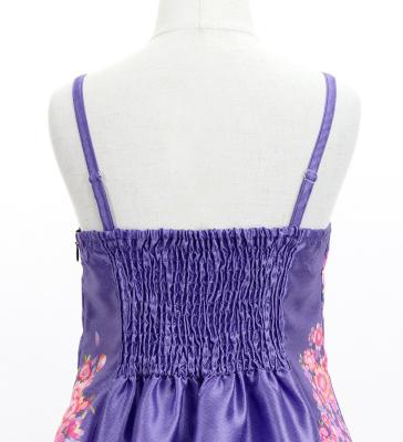 Kids Japan Fabric Long Dress with Cherry Blossom Print / Shantung / Light Purple / JWp001lpu