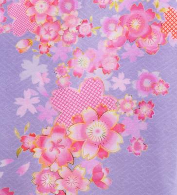 Kids Japan Fabric Long Dress with Cherry Blossom Print / Shantung / Light Purple / JWp001lpu
