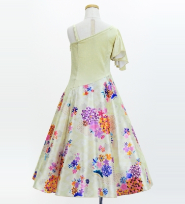 Kids Japan Fabric One Shoulder Frill Sleeve Long Dress / Beige / JWp004be