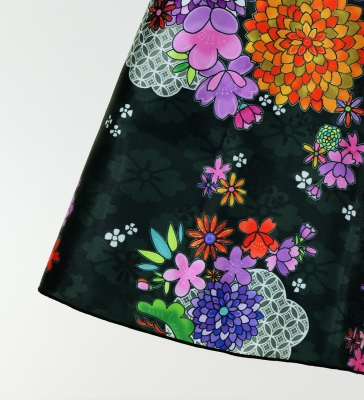 Kids Japan Fabric One Shoulder Frill Sleeve Long Dress / Black / JWp004bk