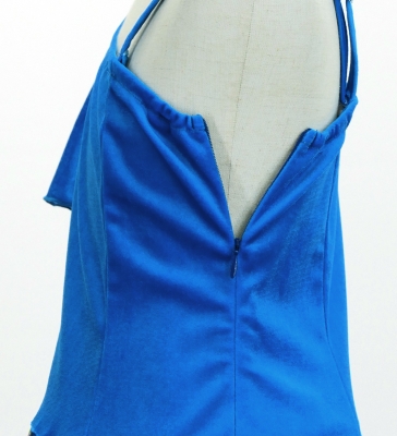 Kids Japan Fabric One Shoulder Frill Sleeve Long Dress / Blue / JWp004bl