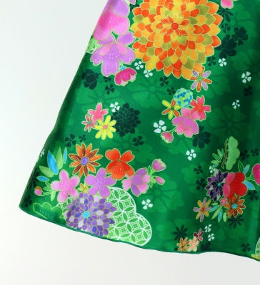 Kids Japan Fabric One Shoulder Frill Sleeve Long Dress / Green / JWp004gr