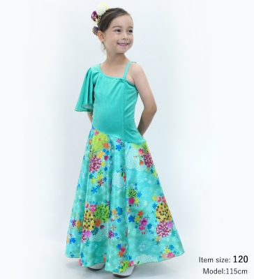 Kids Japan Fabric One Shoulder Frill Sleeve Long Dress / Light Blue / JWp004lbl
