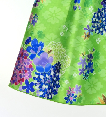 Kids Japan Fabric One Shoulder Frill Sleeve Long Dress / Light Green / JWp004lgr