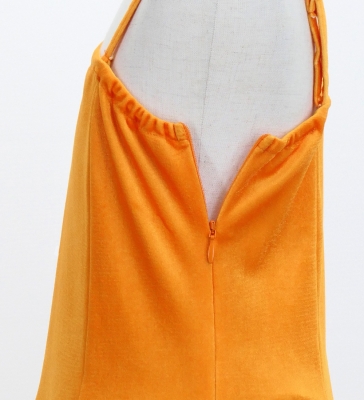 Kids Japan Fabric One Shoulder Frill Sleeve Long Dress / Orange / JWp004or