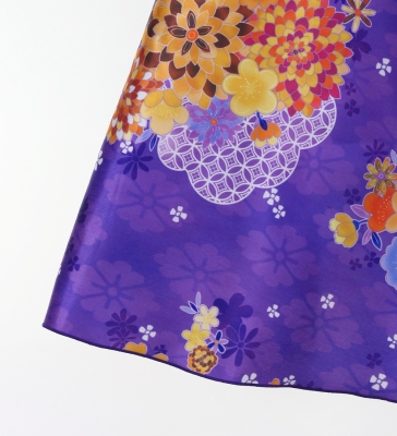 Kids Japan Fabric One Shoulder Frill Sleeve Long Dress / Purple / JWp004pu