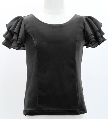 Kids Flamenco 3 frilled Sleeve Blouse  / Black / Jp181bk