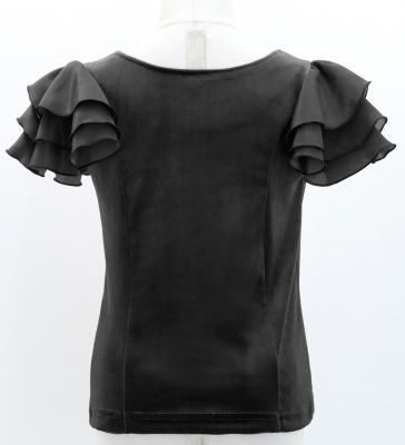 Kids Flamenco 3 frilled Sleeve Blouse  / Black / Jp181bk
