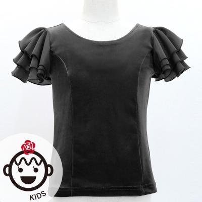 Kids Flamenco 3 frilled Sleeve Blouse  / Black / Jp181bk