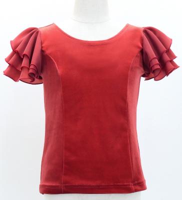 Kids Flamenco 3 frilled Sleeve Blouse  / Dark Red2 / Jp181drd2