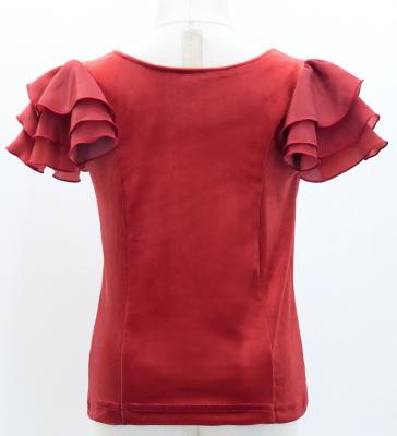 Kids Flamenco 3 frilled Sleeve Blouse  / Dark Red2 / Jp181drd2
