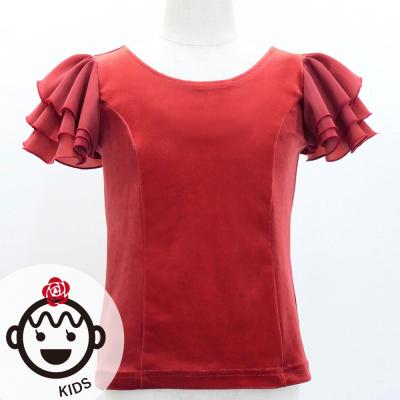 Kids Flamenco 3 frilled Sleeve Blouse  / Dark Red2 / Jp181drd2