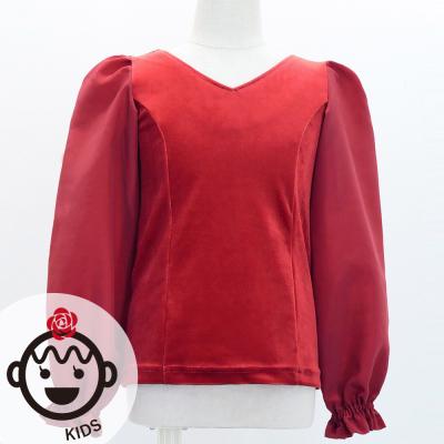 Kids Flamenco Long Sleeve Blouse  / Dark Red2 / Jp182drd2