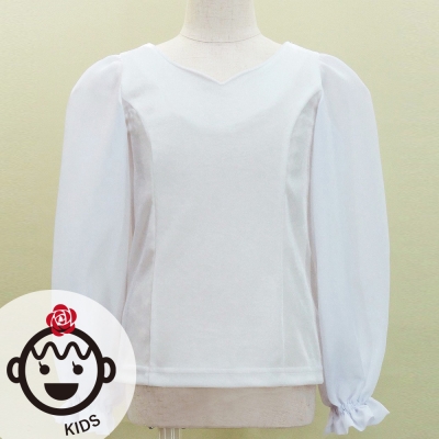 Kids Flamenco Long Sleeve Blouse  / White / Jp182wh