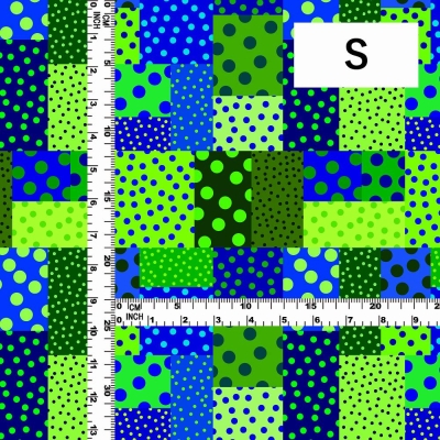 Flamenco Fabric / Dots & Patchwork Style / JKF-195-GRBL
