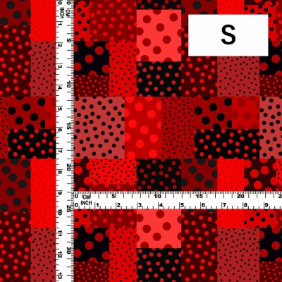 Flamenco Fabric / Dots & Patchwork Style / JKF-195-RDBK