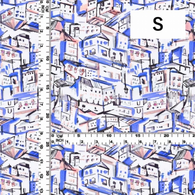 Flamenco Fabric / Townscape Pattern / JKF-197-BL