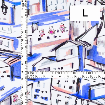 Flamenco Fabric / Townscape Pattern / JKF-197-BL