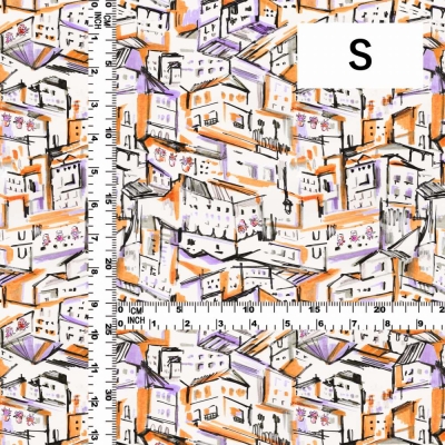 Flamenco Fabric / Townscape Pattern / JKF-197-OR