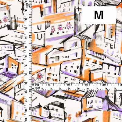 Flamenco Fabric / Townscape Pattern / JKF-197-OR