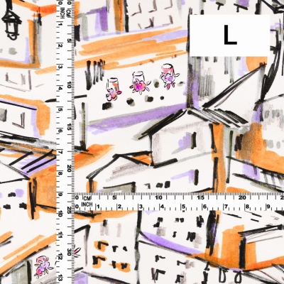 Flamenco Fabric / Townscape Pattern / JKF-197-OR