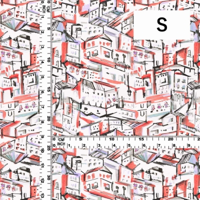 Flamenco Fabric / Townscape Pattern / JKF-197-RD