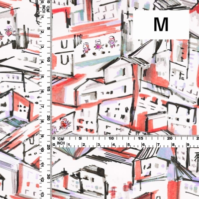 Flamenco Fabric / Townscape Pattern / JKF-197-RD