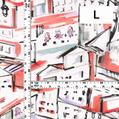 Flamenco Fabric / Townscape Pattern / JKF-197-RD
