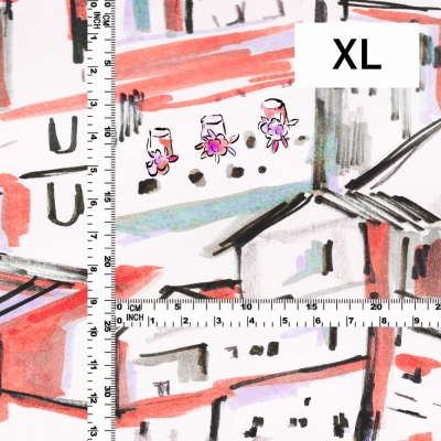 Flamenco Fabric / Townscape Pattern / JKF-197-RD