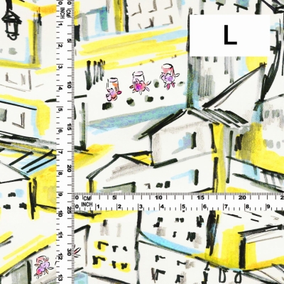 Flamenco Fabric / Townscape Pattern / JKF-197-YE