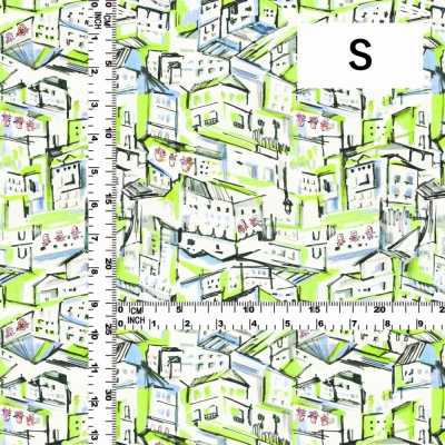 Flamenco Fabric / Townscape Pattern / JKF-197-YEGR