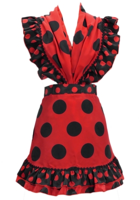 Flamenco Apron and Shawl Set / Polka Dots / Red&Black / JPA-1