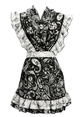 Flamenco Apron and Shawl Set / Paisley / Black / JPA-10