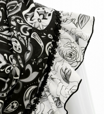 Flamenco Apron and Shawl Set / Paisley / Black / JPA-10