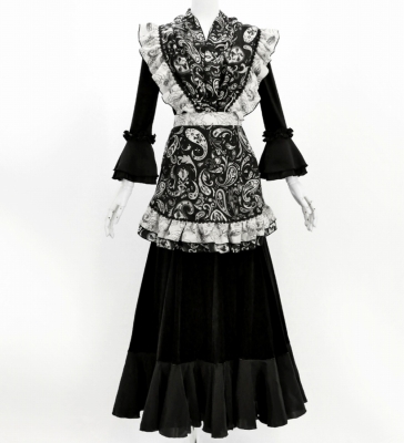 Flamenco Apron and Shawl Set / Paisley / Black / JPA-10