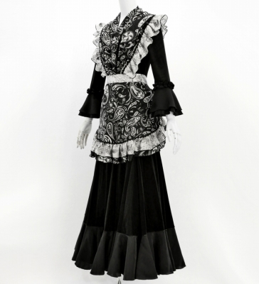 Flamenco Apron and Shawl Set / Paisley / Black / JPA-10